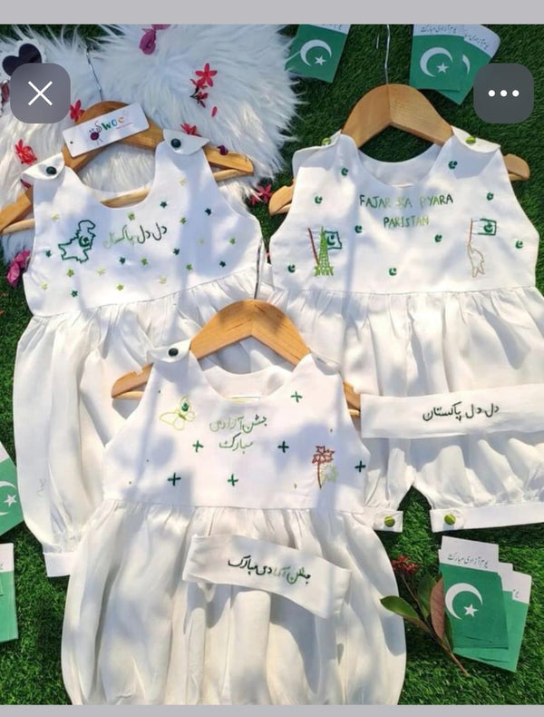 Independence Day Hand-Embroidered Cotton Baby Outfits